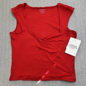 Harper & Ivy Red Square Neck Ruched Bust Smoothing Contour Top XL